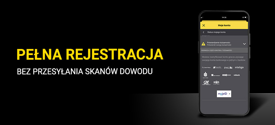 Rejestracja przez konto bankowe w Fortuna