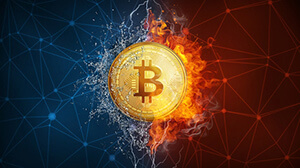 Moneta bitcoin w ogniu