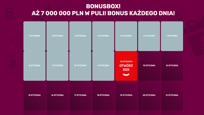 Kalendarz bonusów Superbet BonusBox