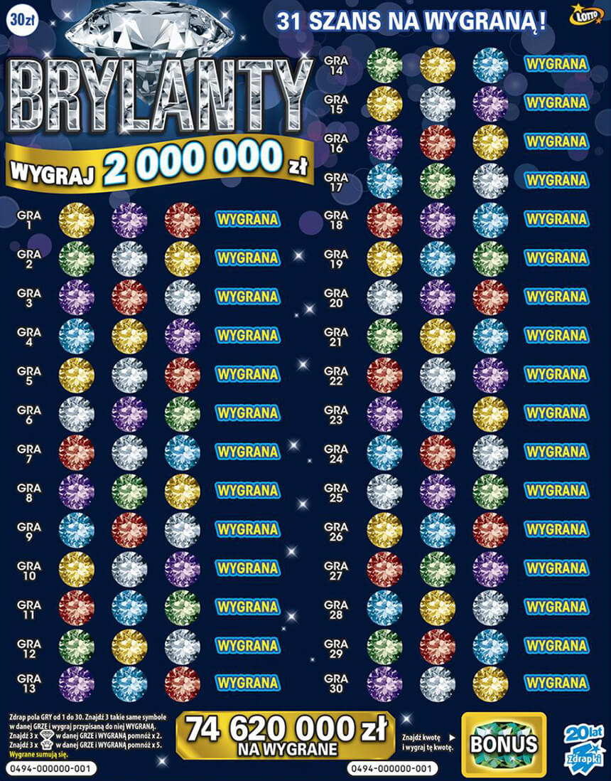 Zdrapka Lotto - Brylanty